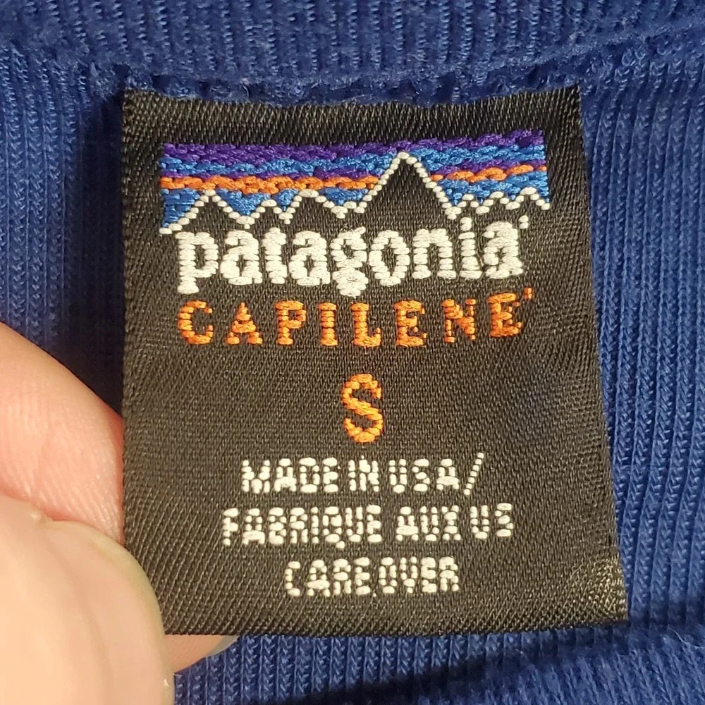 Patagonia Capilene Mens Long Sleeve‎ Baselayer Shirt Size S Blue Lightweight